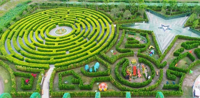 Часть самого большого лабиринта Yancheng Dafeng Dream Maze